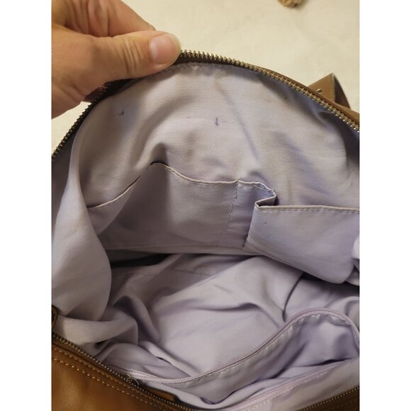 VTG Coach Brown Leather Tote Bag Purple Interior Zip Closure Y2K 2000s vampire - Picture 9 of 10